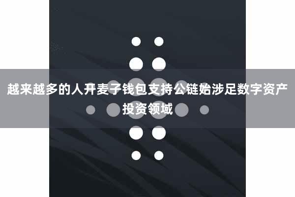 越来越多的人开麦子钱包支持公链始涉足数字资产投资领域